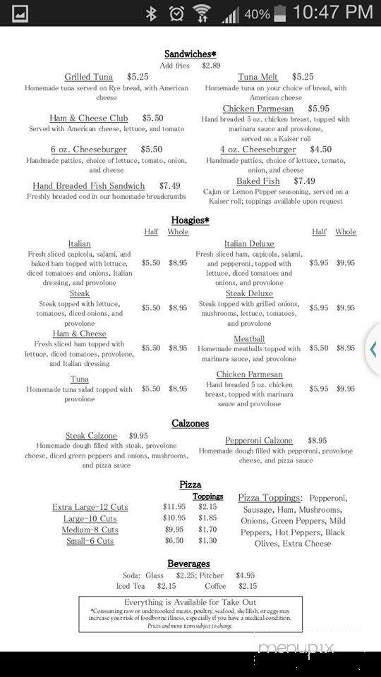Patsy's Place - Bethel Park, PA menu_pic