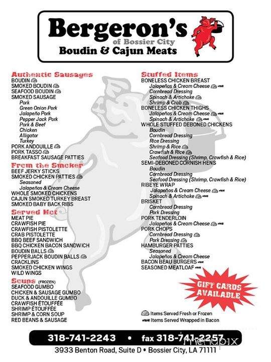 /380347338/Bergeron-s-Boudin-and-Cajun-Meats-of-Bossier-City-Bossier-City-LA - Bossier City, LA