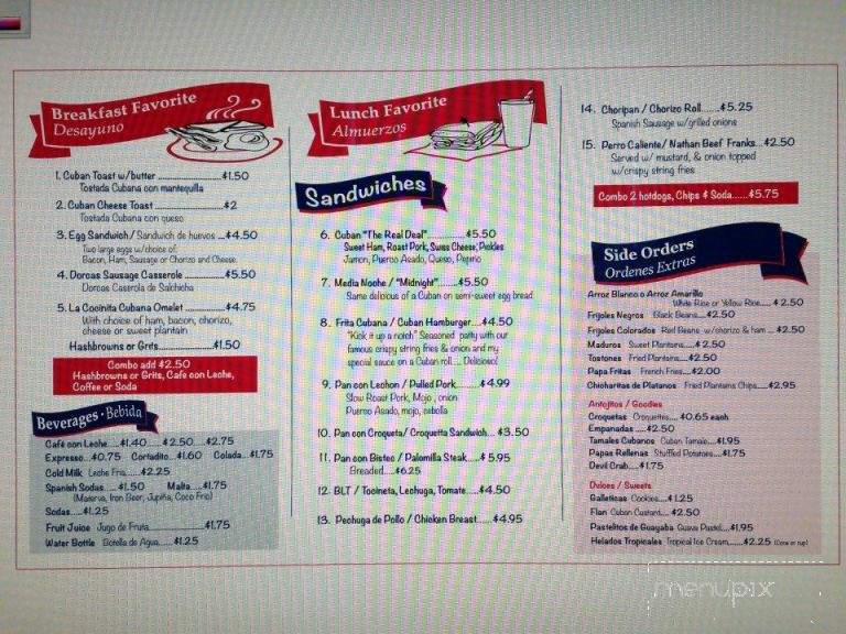 La Cocinita Cubana - Brandon, FL menu_pic