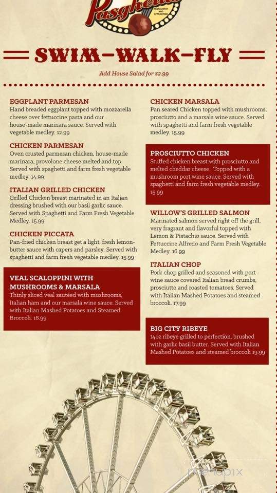 Pasghetti's - Branson, MO menu_pic