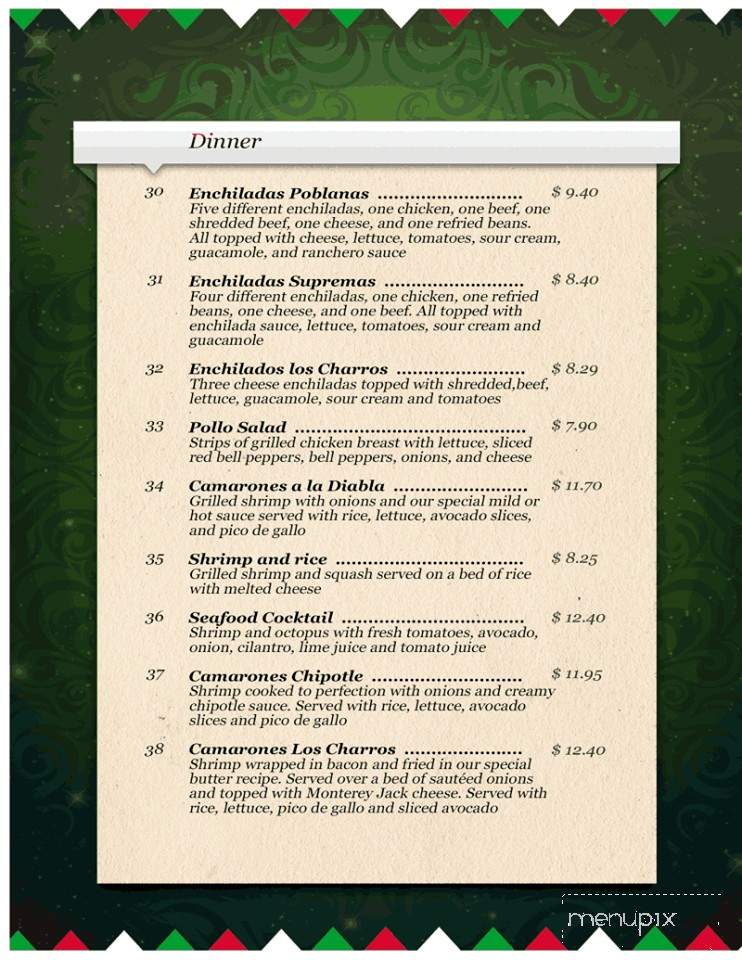 Los Charros - Broadway, NC menu_pic