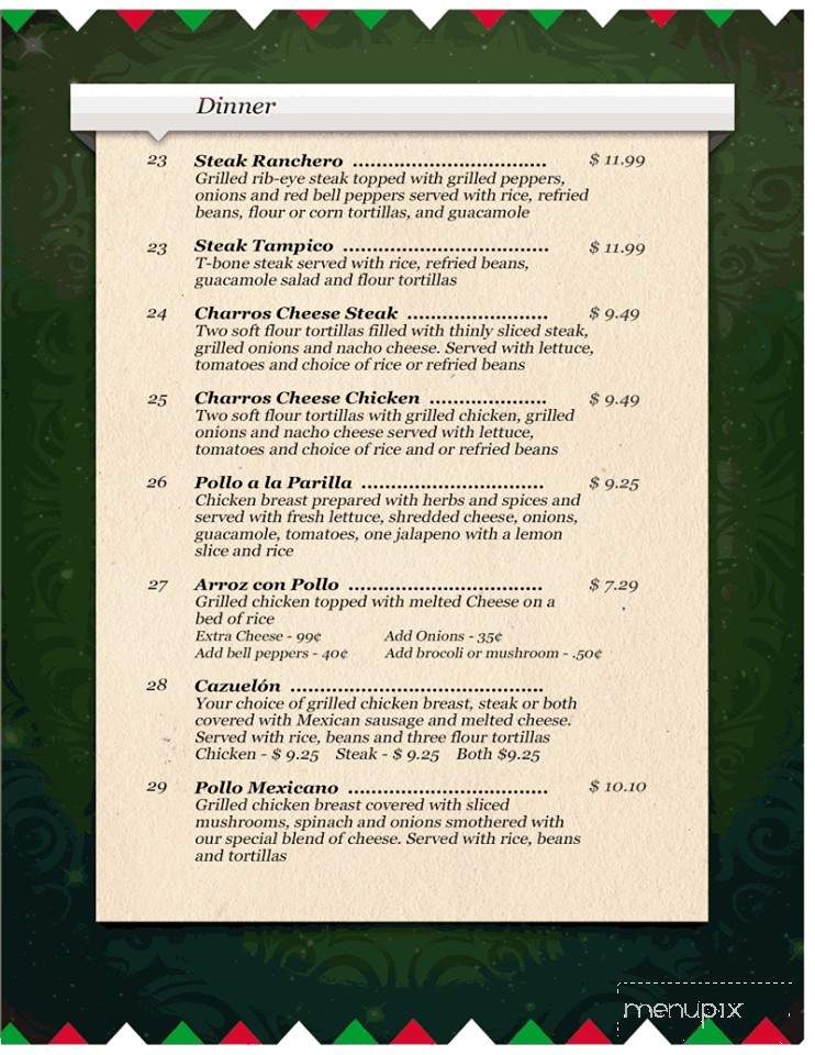 Los Charros - Broadway, NC menu_pic