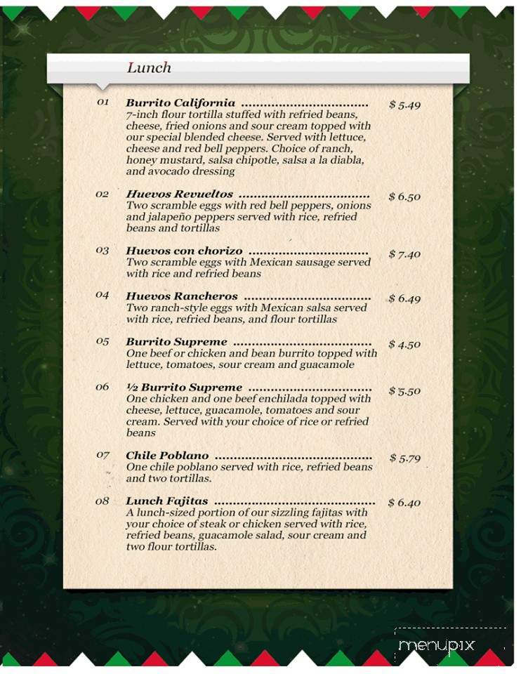 Los Charros - Broadway, NC menu_pic