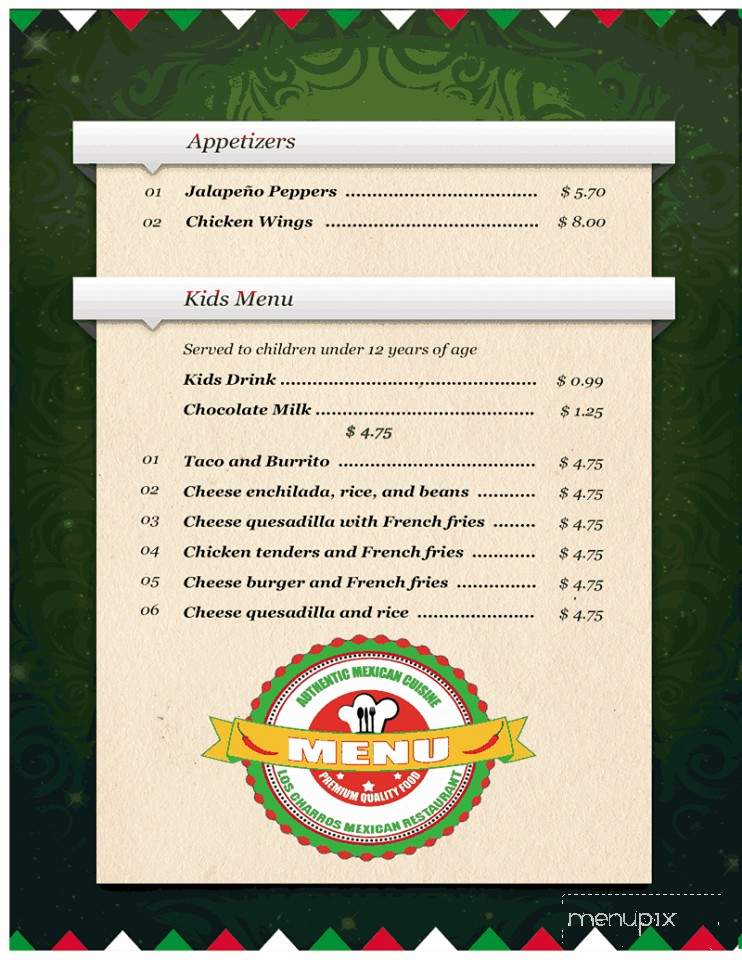 Los Charros - Broadway, NC menu_pic