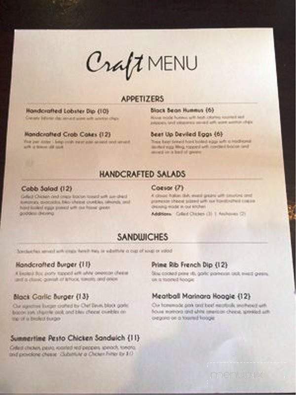 Craft - Brookings, SD menu_pic