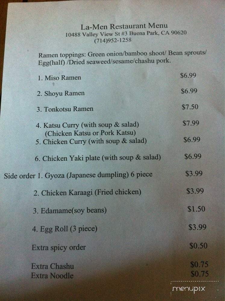 La-Men - Buena Park, CA menu_pic