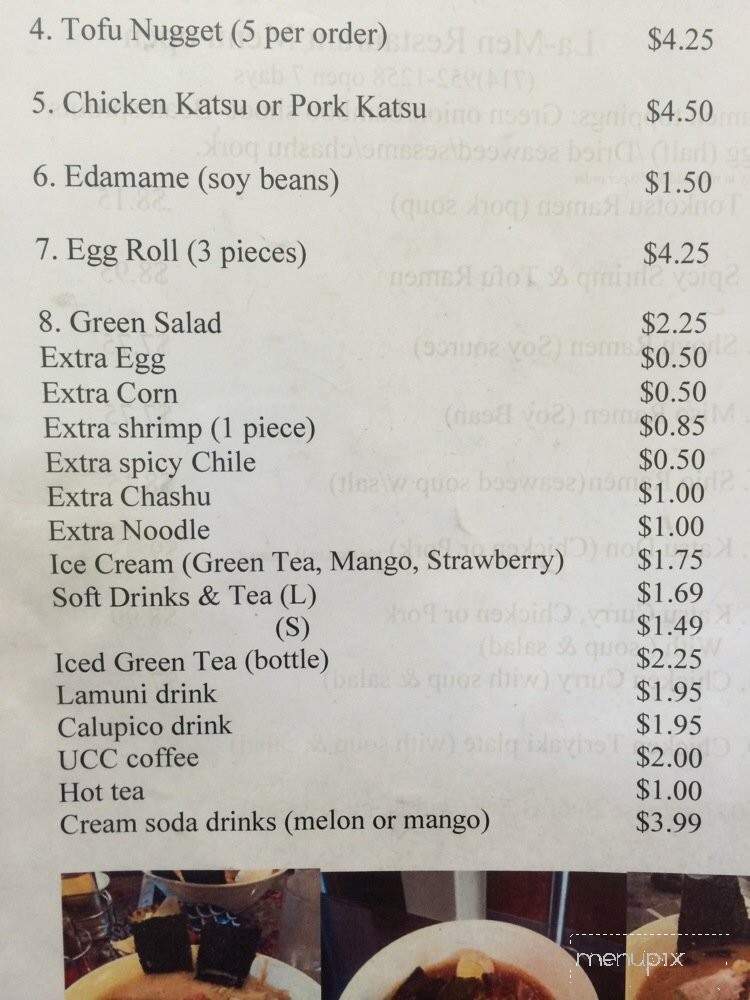 La-Men - Buena Park, CA menu_pic