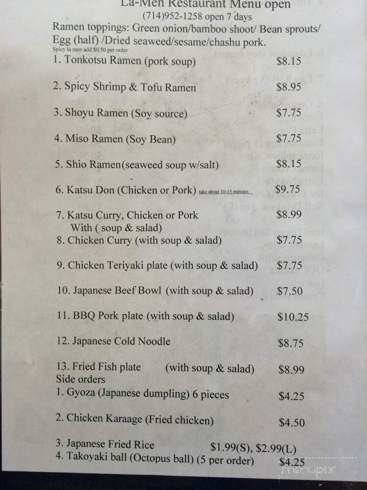 La-Men - Buena Park, CA menu_pic