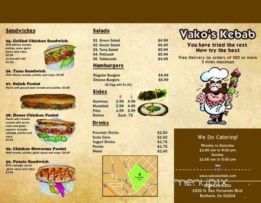 Vakos Kebab - Burbank, CA menu_pic