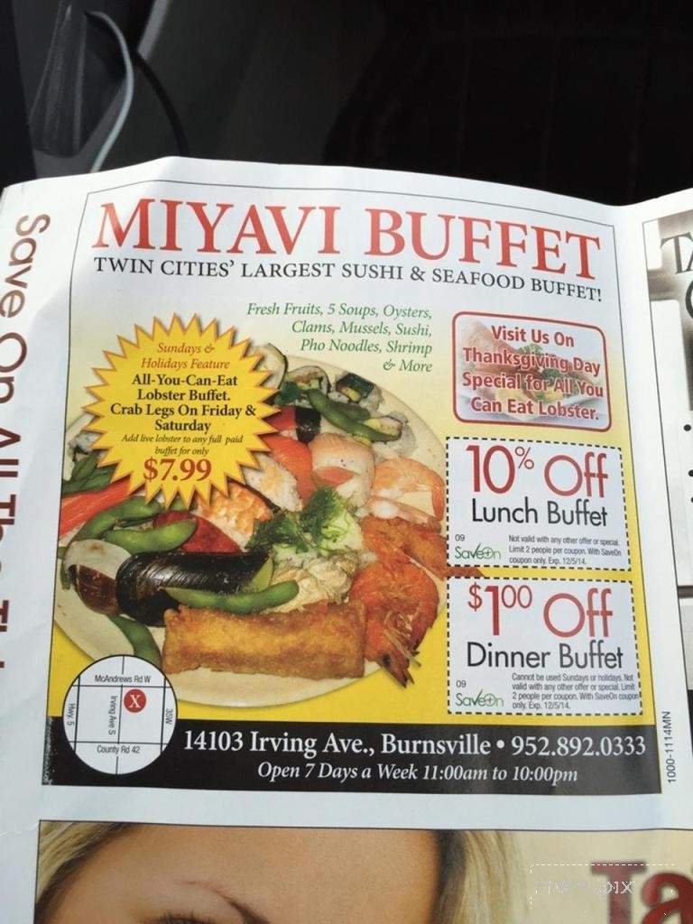 Miyavi Buffet - Burnsville, MN menu_pic
