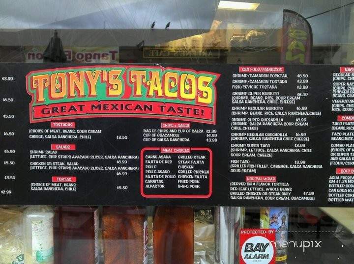 Tony's Tacos #2 - Calumet City, IL menu_pic