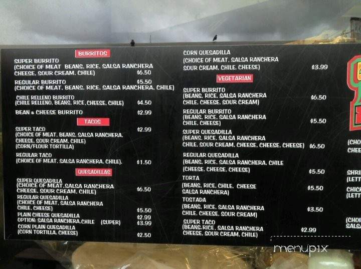Tony's Tacos #2 - Calumet City, IL menu_pic