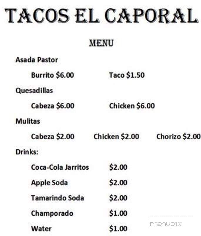 Tacos El Caporal - Camarillo, CA menu_pic