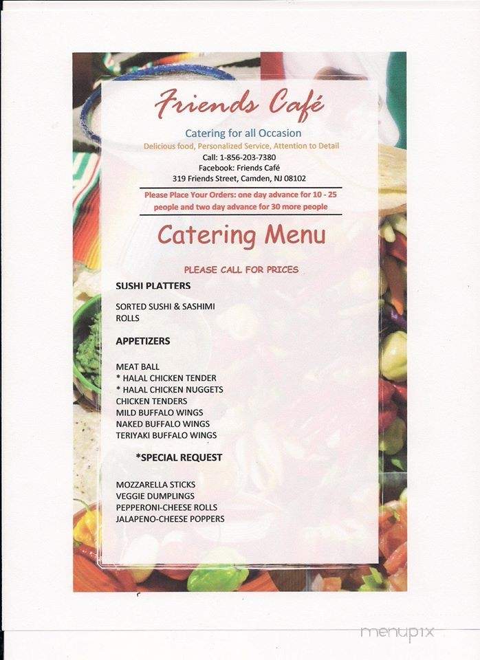 Friends Cafe - Camden, NJ menu_pic