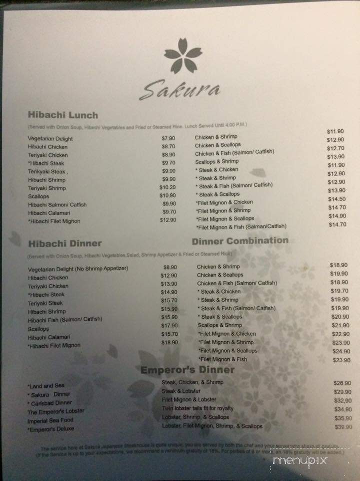 Sakura Japanese Steakhouse - Carlsbad, NM menu_pic