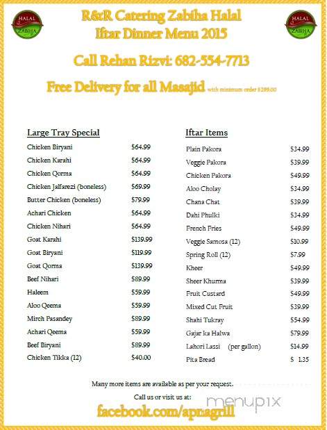 Apna Grill - Carrollton, TX menu_pic