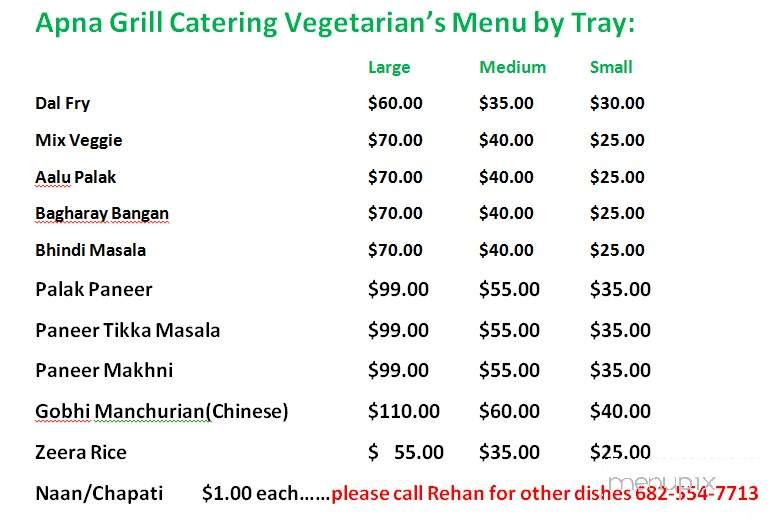 Apna Grill - Carrollton, TX menu_pic