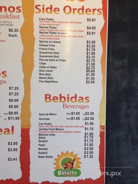 Cuco's Burrito Express - Cary, IL menu_pic