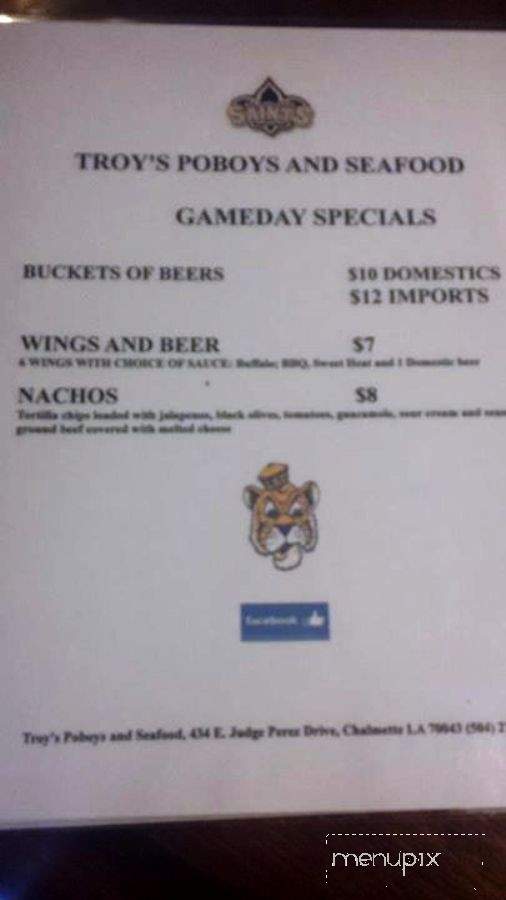 Troy's PO Boys and Seafood - Chalmette, LA menu_pic
