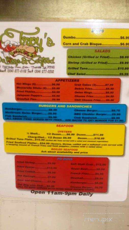 Troy's PO Boys and Seafood - Chalmette, LA menu_pic