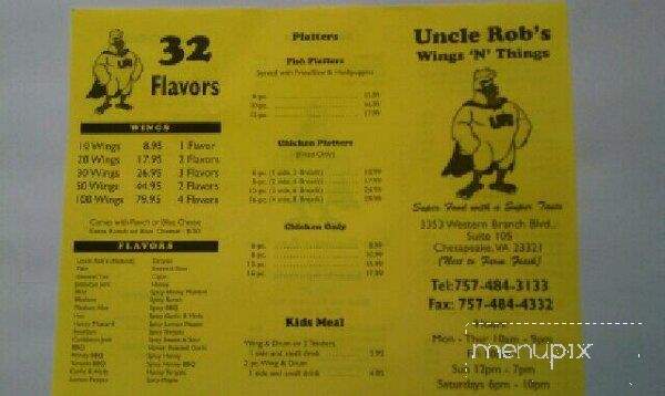 Uncle Rob Wings n Things - Chesapeake, VA menu_pic