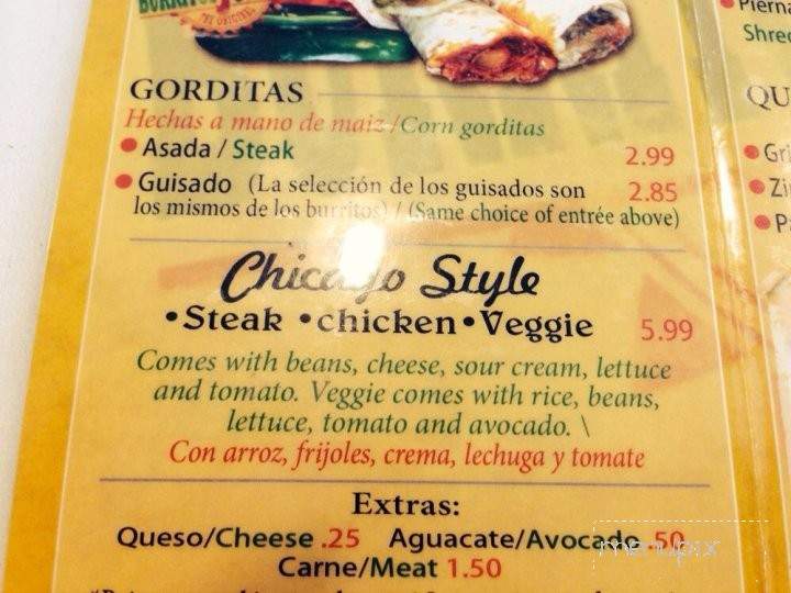 Burritos Juarez - Chicago, IL menu_pic