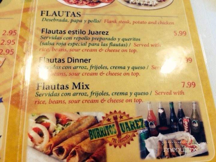 Burritos Juarez - Chicago, IL menu_pic