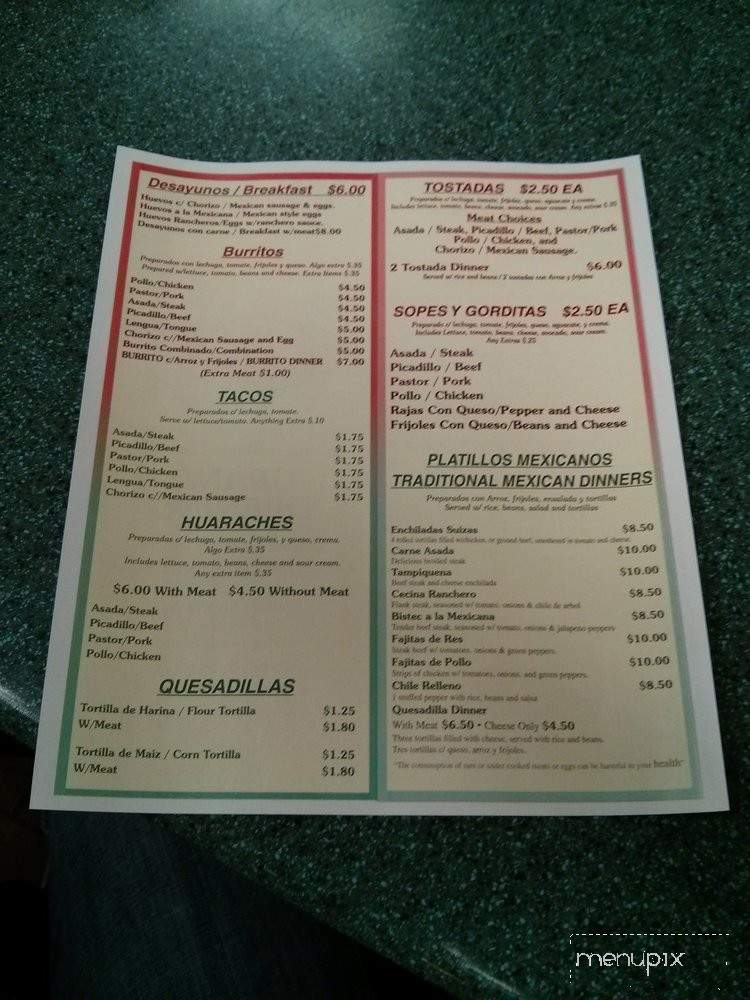 El Taco Sabroso - Chicago, IL menu_pic