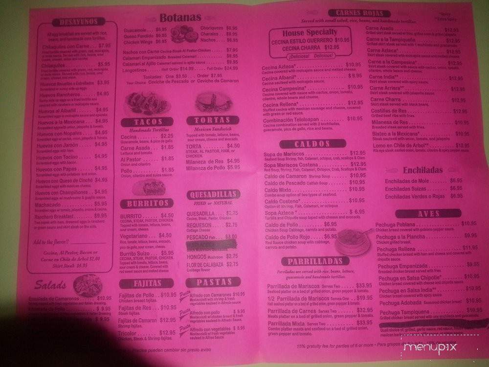 La Kebrada - Chicago, IL menu_pic