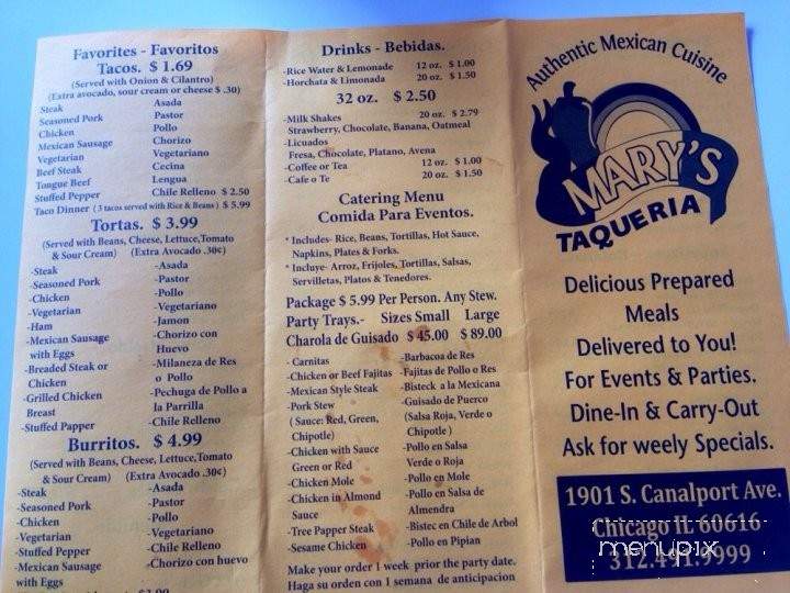 Mary's Taqueria - Chicago, IL menu_pic