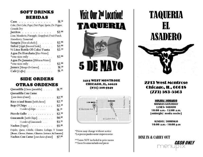 Taqueria 5 de Mayo - Chicago, IL menu_pic