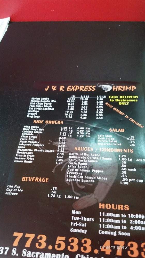 J & R Express Shrimp - Chicago, IL menu_pic