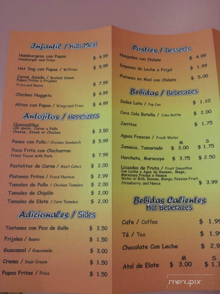 Restaurante Olocuilta - Chicago, IL menu_pic