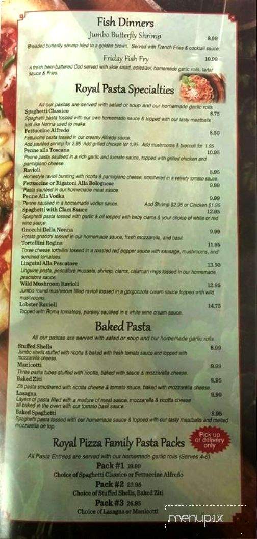 Royal Pizza & Italian Bistro - Clarence, NY menu_pic