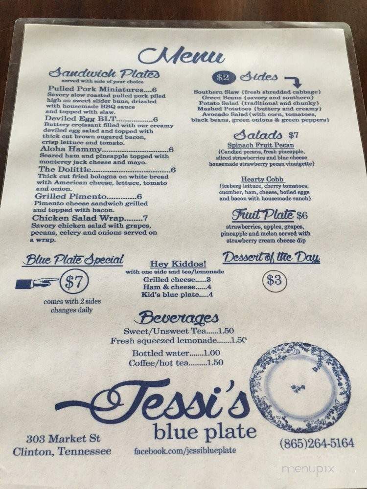 Jessi's Blue Plate - Clinton, TN menu_pic