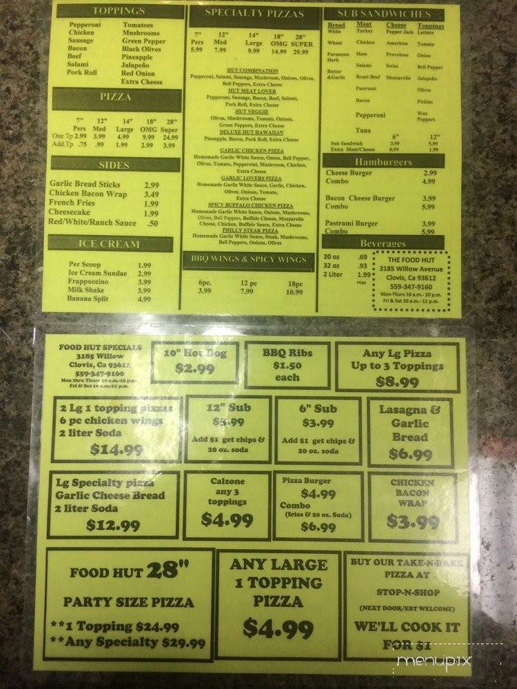 Food Hut 2 - Clovis, CA menu_pic