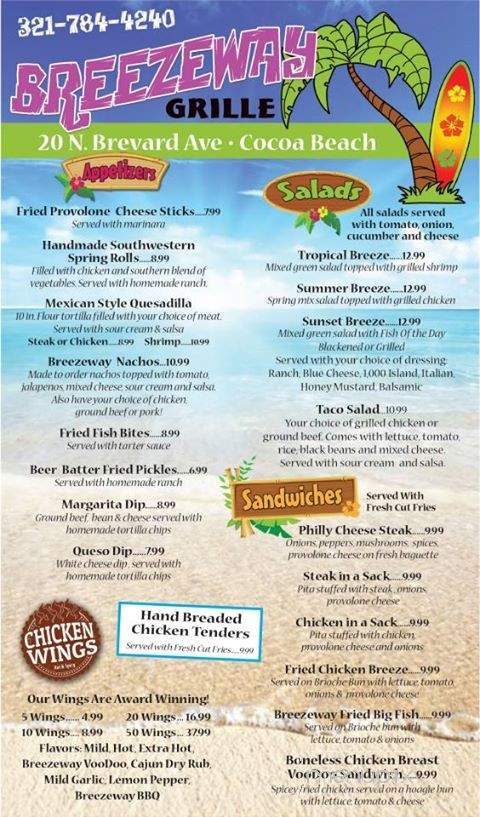 Breezeway Grille - Cocoa Beach, FL menu_pic