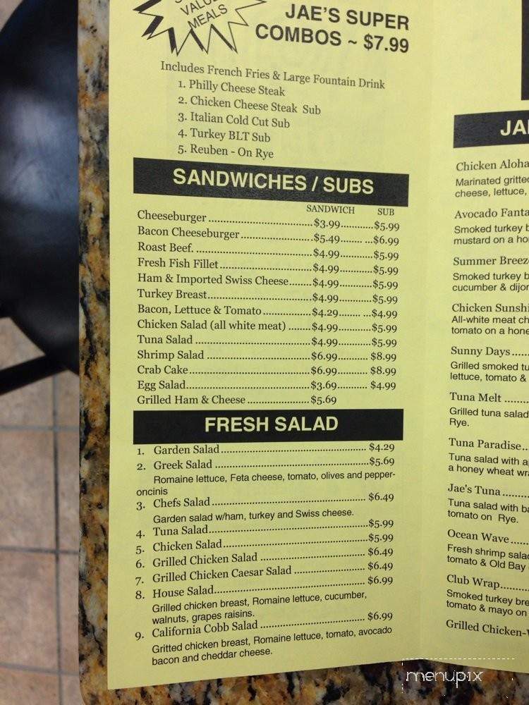 Jae's Grill - Columbia, MD menu_pic