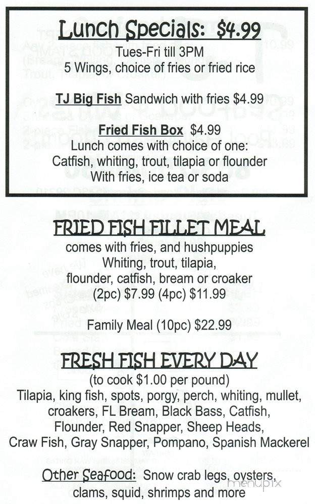 Tj Seafood & Hot Wings - Columbia, SC menu_pic