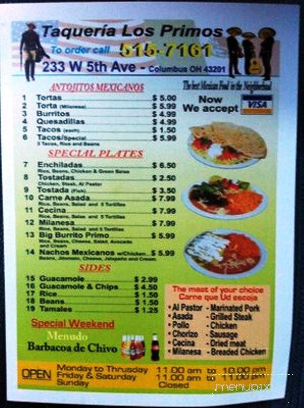 Taqueria Los Primos - Columbus, OH menu_pic