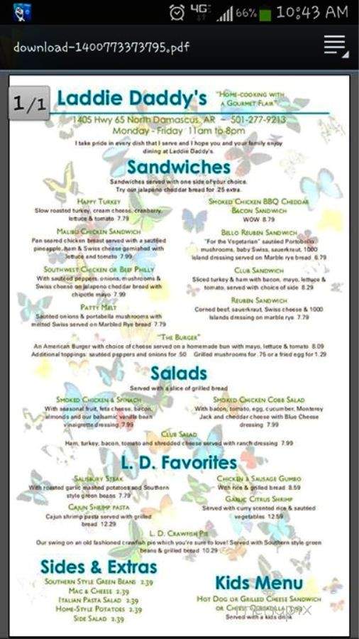 Laddie Daddy's Hillbilly Kitchen - Conway, AR menu_pic