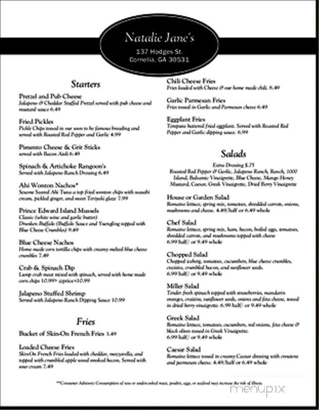 Natalie Jane's - Cornelia, GA menu_pic