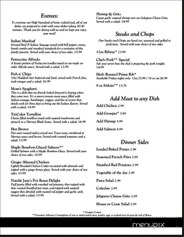 Natalie Jane's - Cornelia, GA menu_pic