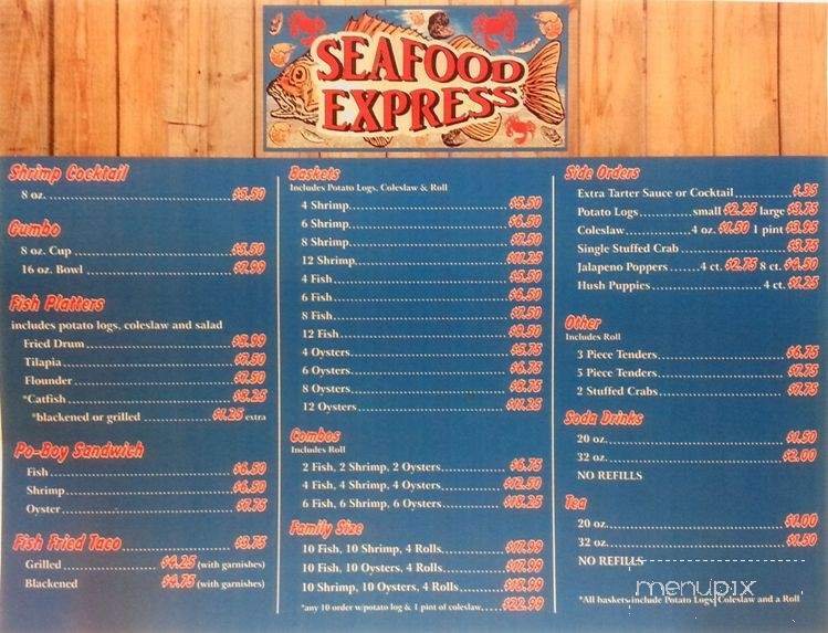 Seafood Express - Corpus Christi, TX menu_pic