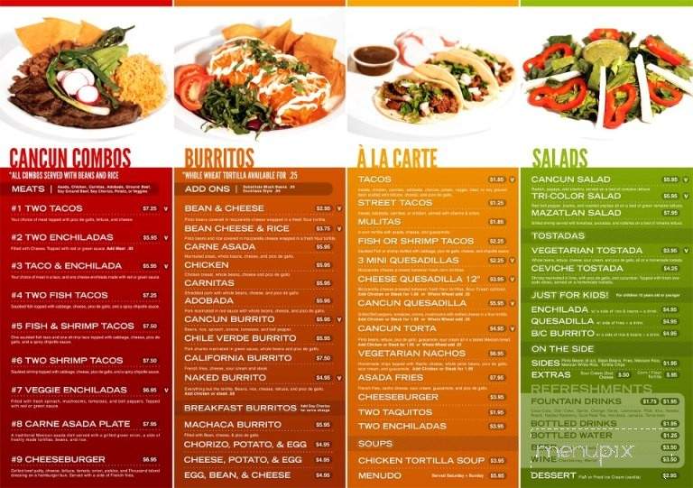 Tacos Cancun - Costa Mesa, CA menu_pic