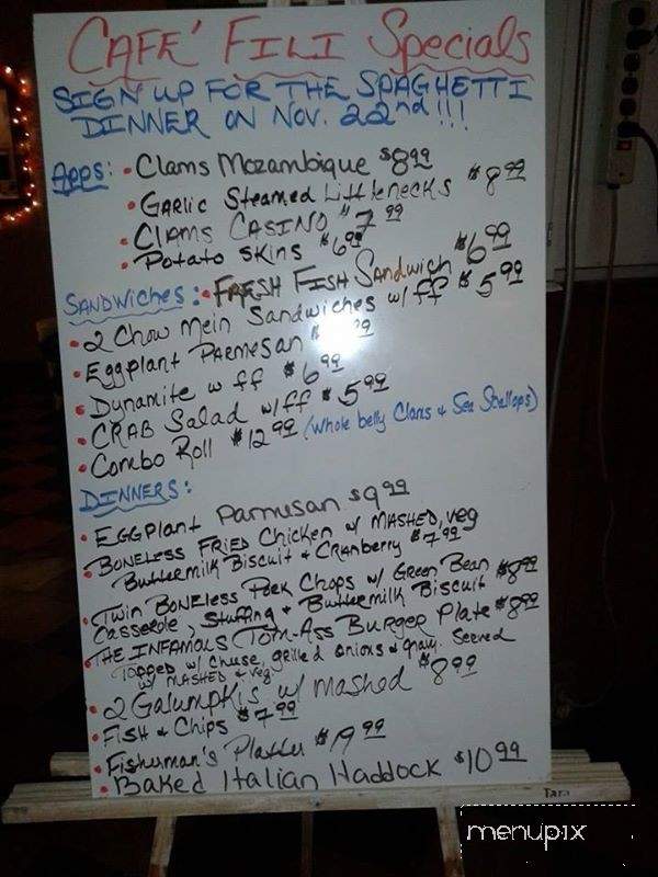 Filibuster Club - Cumberland, RI menu_pic