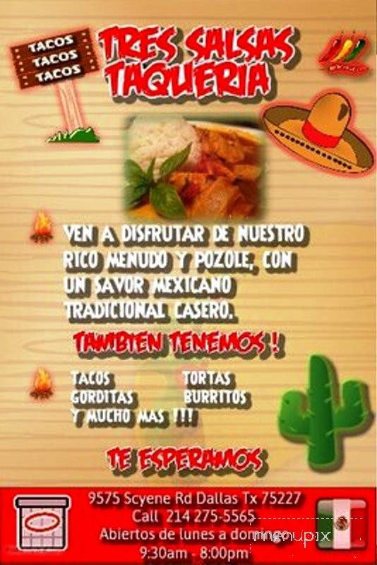 Tres Salsas Taqueria - Dallas, TX menu_pic