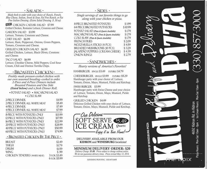 Kidron Pizza - Dalton, OH menu_pic