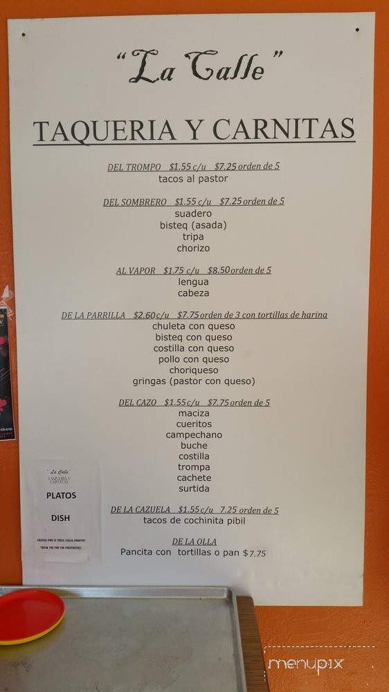 La Calle Taqueria Y Carnitas - Denver, CO menu_pic