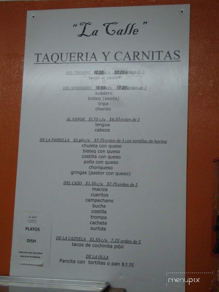 La Calle Taqueria Y Carnitas - Denver, CO menu_pic